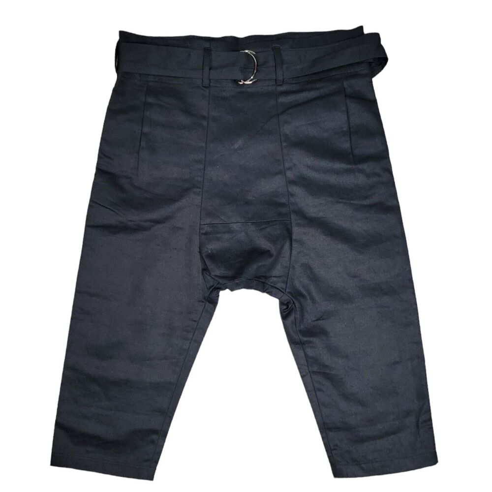 OAK NYC Mens Size XS Belted Drop Crotch Panel Pants Cropped Black New‎ With Tags